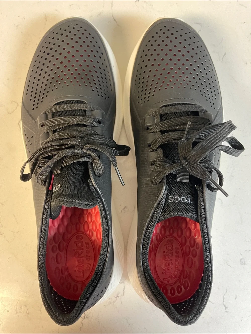 CROCS LITERIDE PACER LACE-UP SNEAKERS - Size 12 Men’s Style # 204967 Black